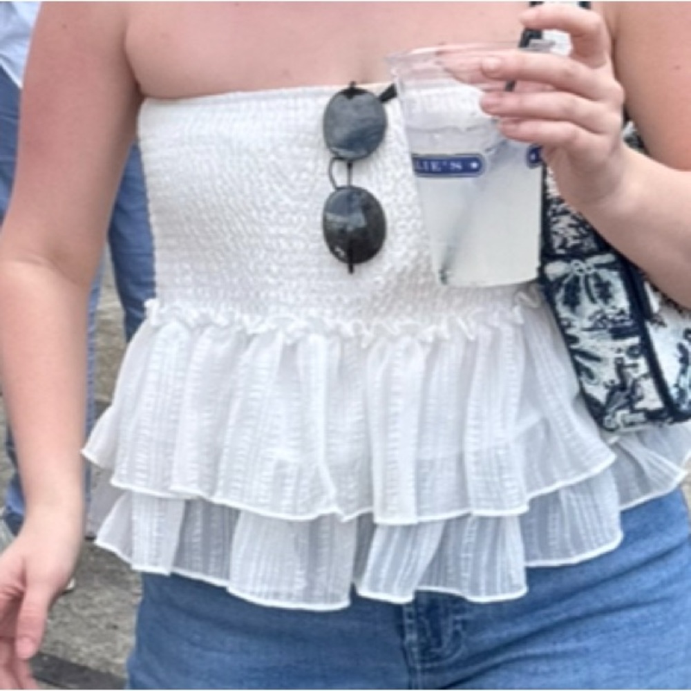 BB Dakota Strapless Peplum top
